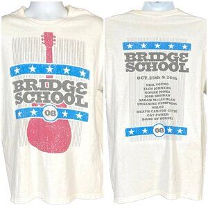 Bridge School Neil Young 2008 Mens Concert Shirt size Large Wilco Groban Pumpkin